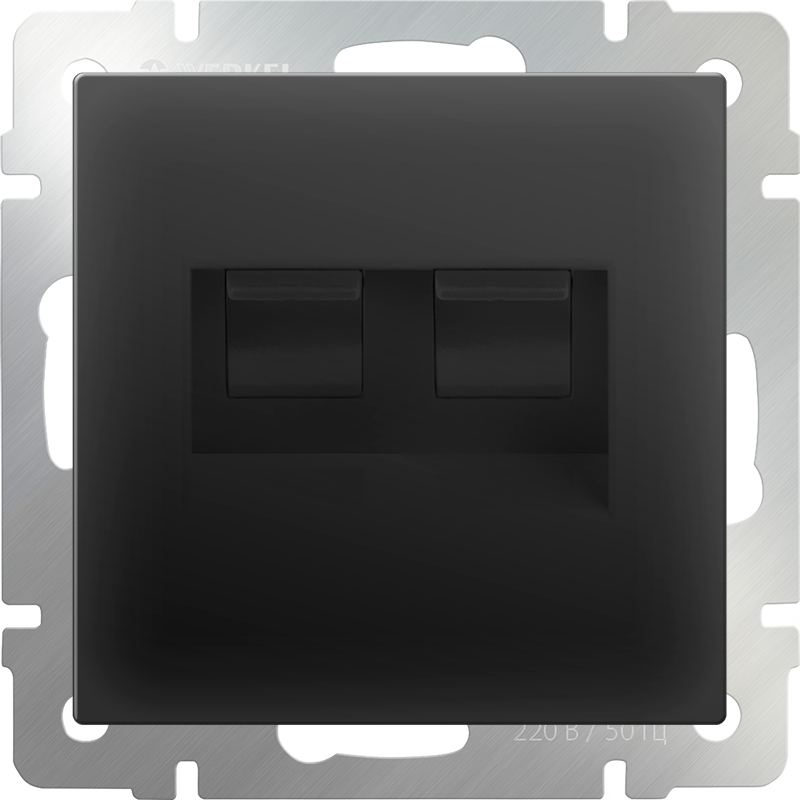 Розетка двойная Ethernet RJ-45 (черный матовый) 