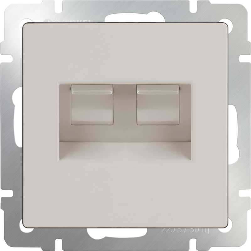 Розетка телефонная RJ-11 и Еthernet RJ-45 (слоновая кость) 
