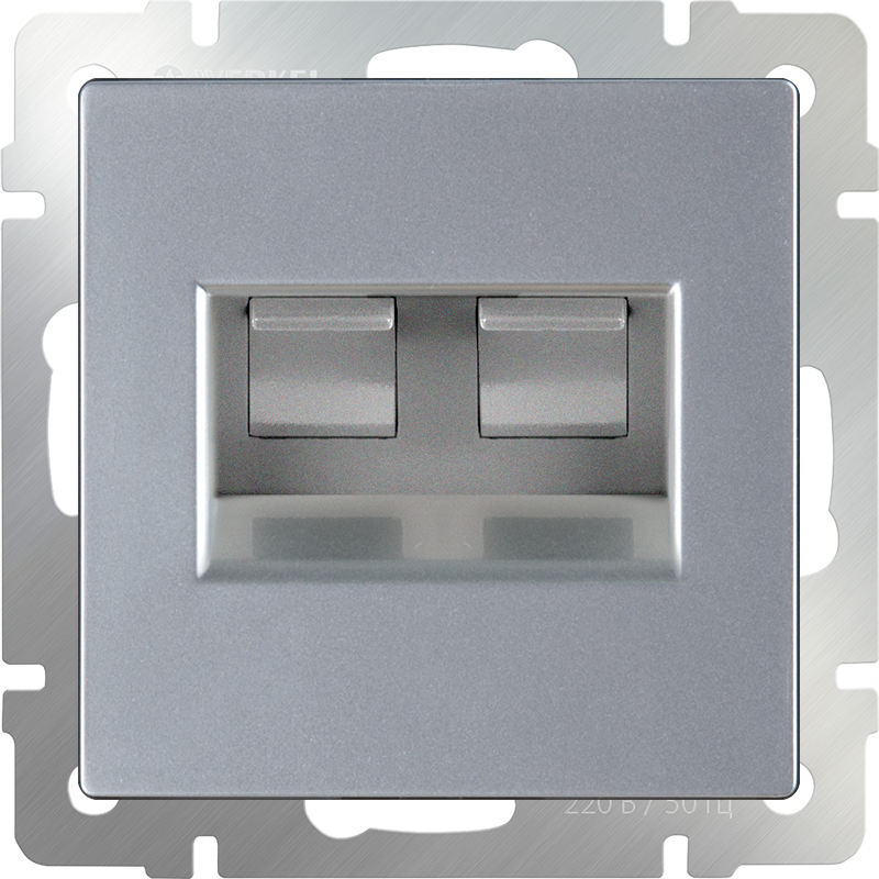 Розетка телефонная RJ-11 и Еthernet RJ-45 (серебряный) 
